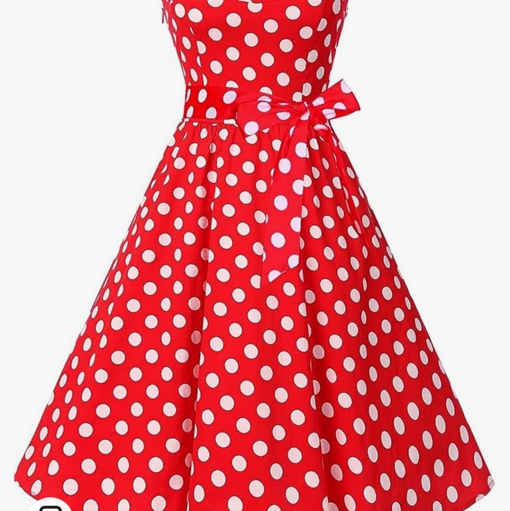 Polka Dot Dress Red Size M - Picture 8 of 9
